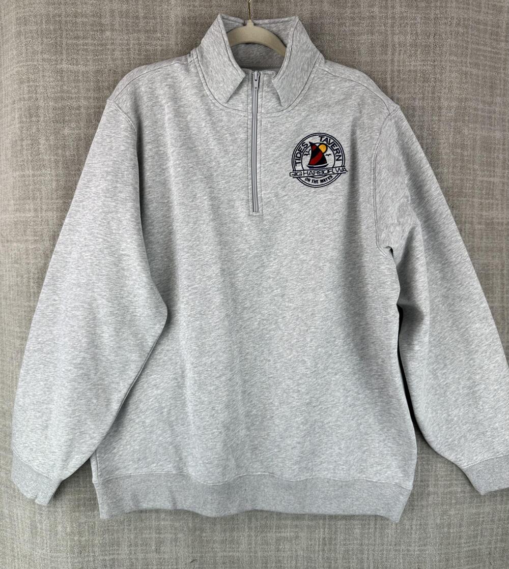 Sport-Tek Jacket Unisex XL Gray Short Collared 1/4 Zip Embroidered Fleece Logo